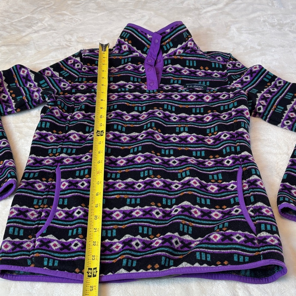 Women's L.L. BEAN Classic Collection Aztec Purple Pullover Sweater Fleece - XS - Picture 3 of 6